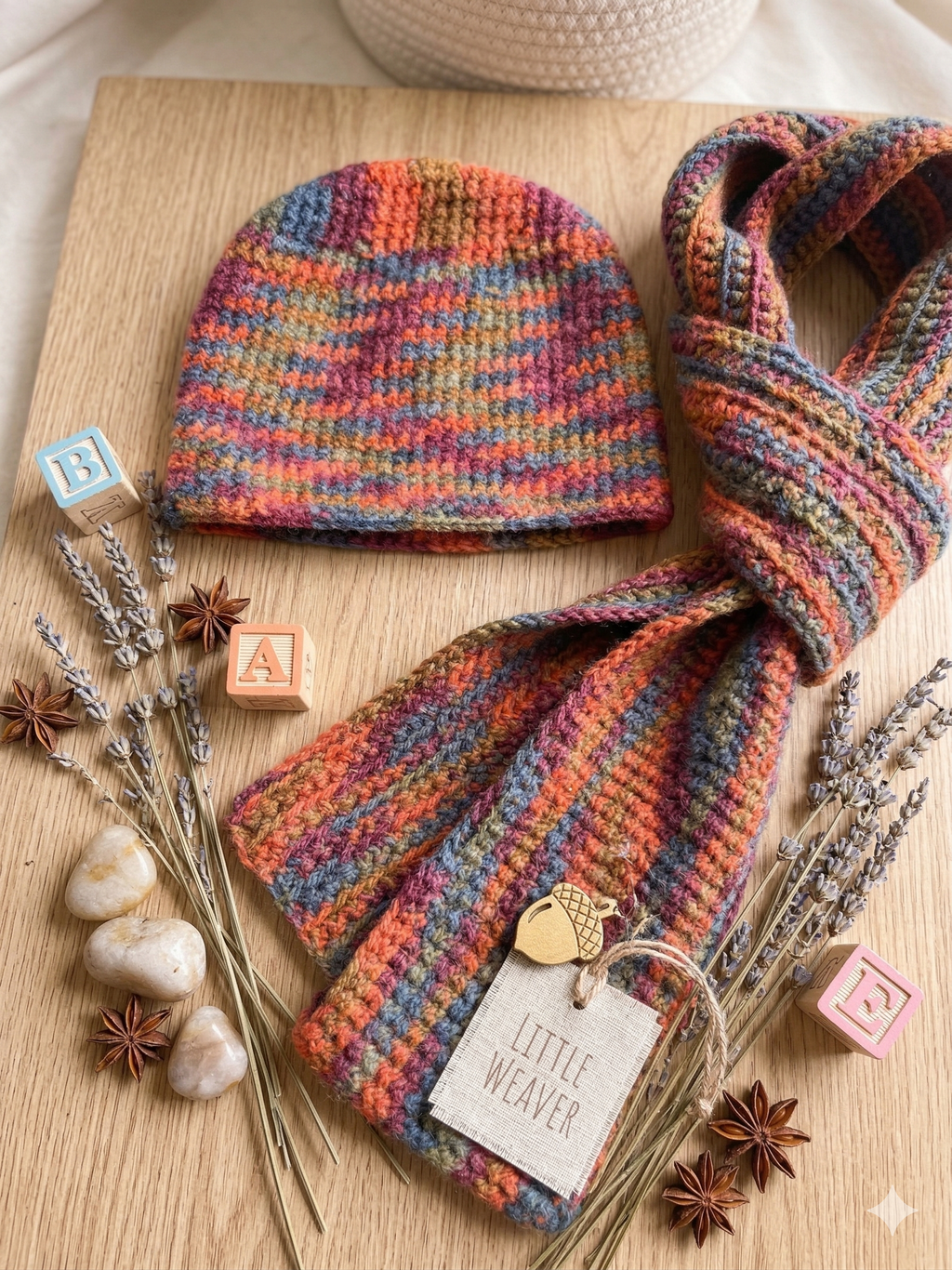 Kids Crochet Set — Hat, Scarf &amp; Earmuffs